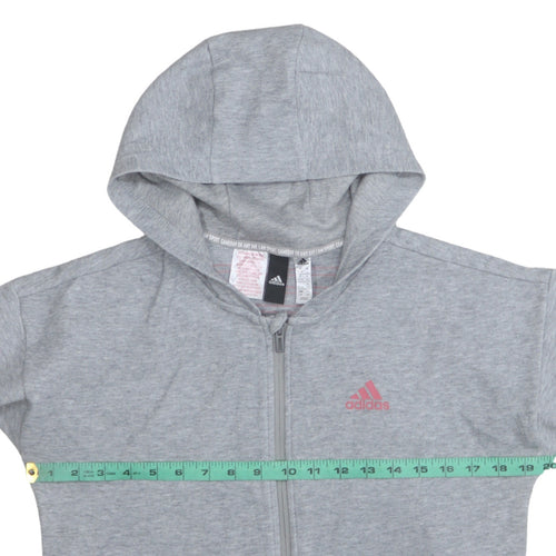 Adidas Girls Grey Full Zip Hoodie 13-14 Years Sports Hooded Sweatshirt