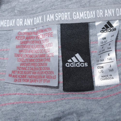 Adidas Girls Grey Full Zip Hoodie 13-14 Years Sports Hooded Sweatshirt