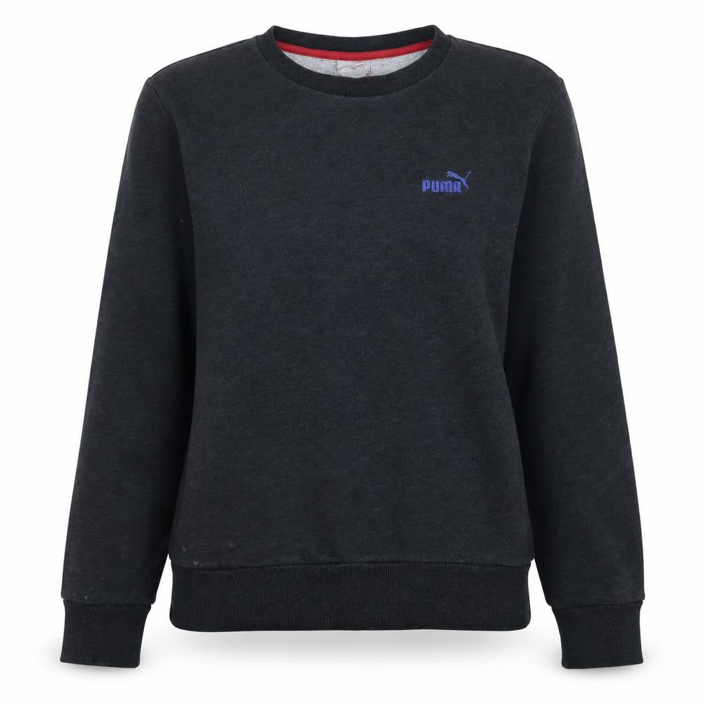 Front view of Puma Women's Black Small Crew Neck Pullover Sweatshirt