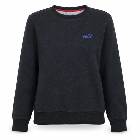 Front view of Puma Women's Black Small Crew Neck Pullover Sweatshirt