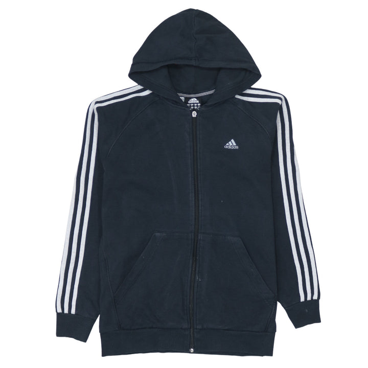 Adidas Boys Black Full Zip Hoodie 15-16 Years Essentials Sportswear