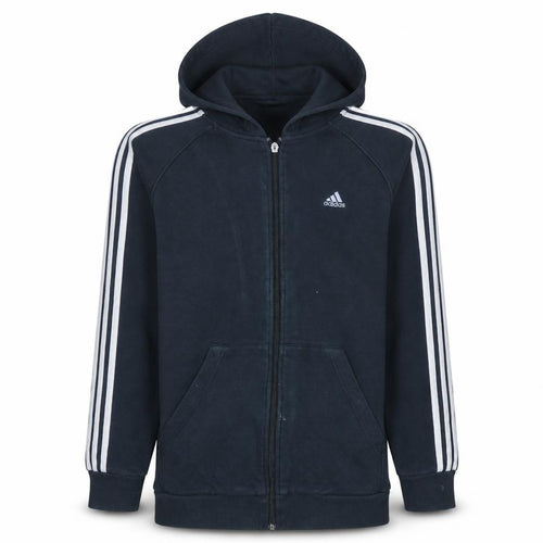 Adidas Boys Black Full Zip Hoodie 15-16 Years Essentials Sportswear