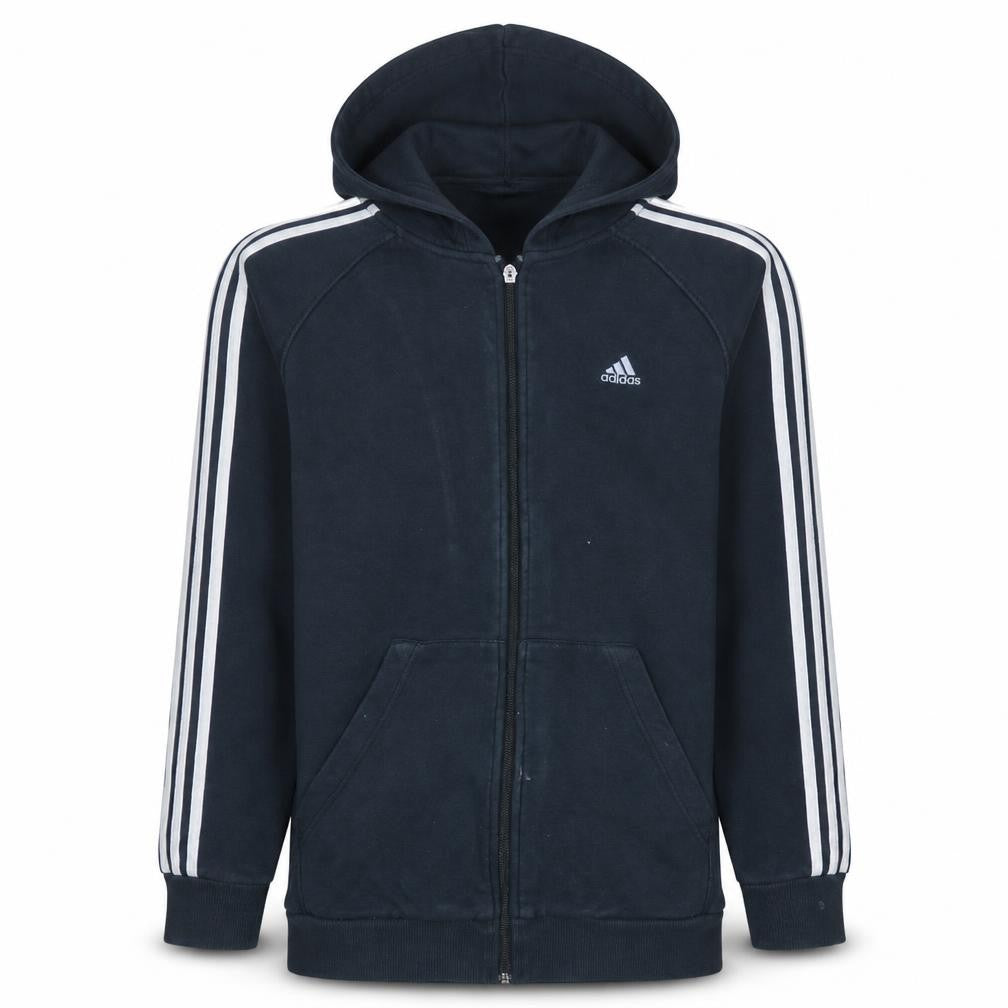 Adidas Boys Black Full Zip Hoodie 15-16 Years Essentials Sportswear
