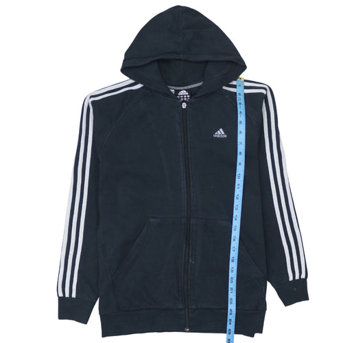 Adidas Boys Black Full Zip Hoodie 15-16 Years Essentials Sportswear