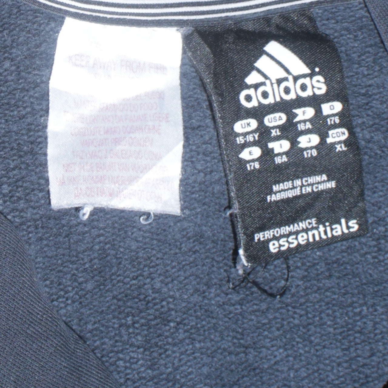 Adidas Boys Black Full Zip Hoodie 15-16 Years Essentials Sportswear
