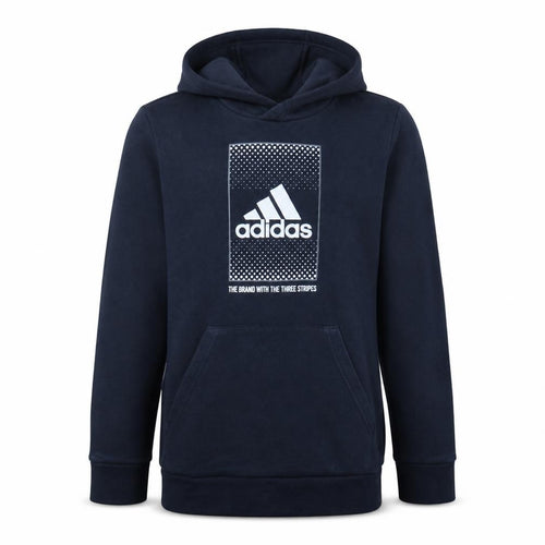 Adidas Boys Navy Blue Pullover Hoodie Size 13-14 Years Cotton Blend Logo