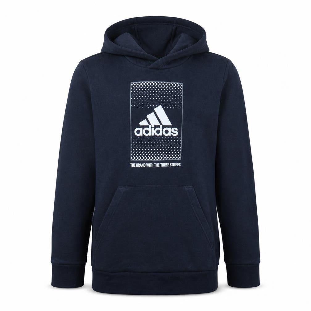 Adidas Boys Navy Blue Pullover Hoodie Size 13-14 Years Cotton Blend Logo
