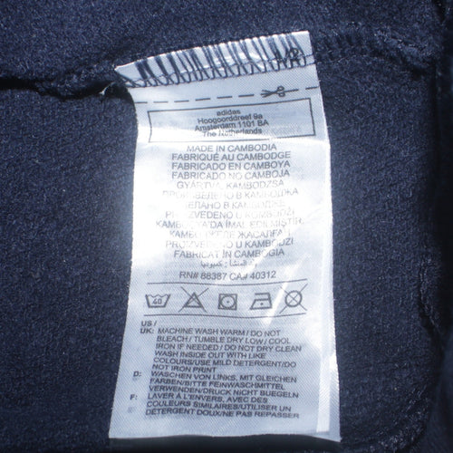 Adidas Boys Navy Blue Pullover Hoodie Size 13-14 Years Cotton Blend Logo