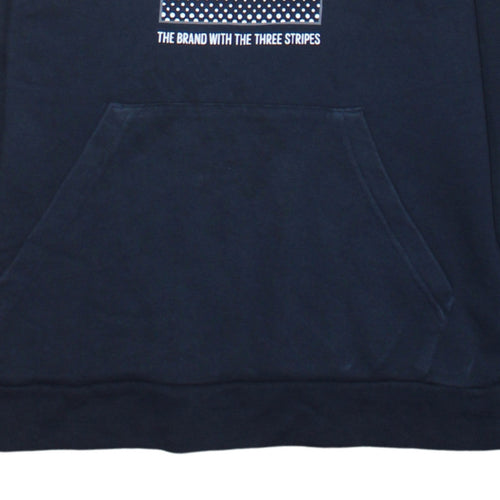 Adidas Boys Navy Blue Pullover Hoodie Size 13-14 Years Cotton Blend Logo