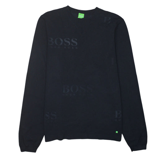 Hugo Boss Men's Black V-Neck Cotton Pullover Jumper Size L