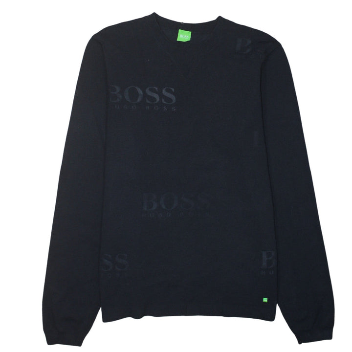 Hugo Boss Men's Black V-Neck Cotton Pullover Jumper Size L