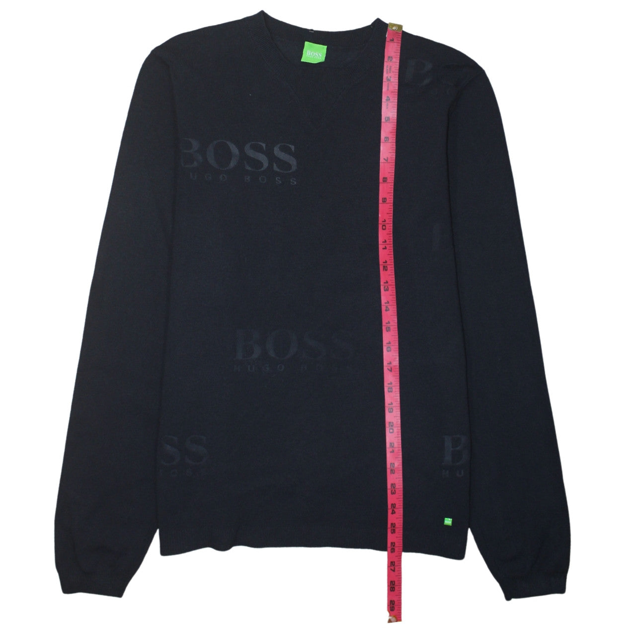 Hugo Boss Men's Black V-Neck Cotton Pullover Jumper Size L