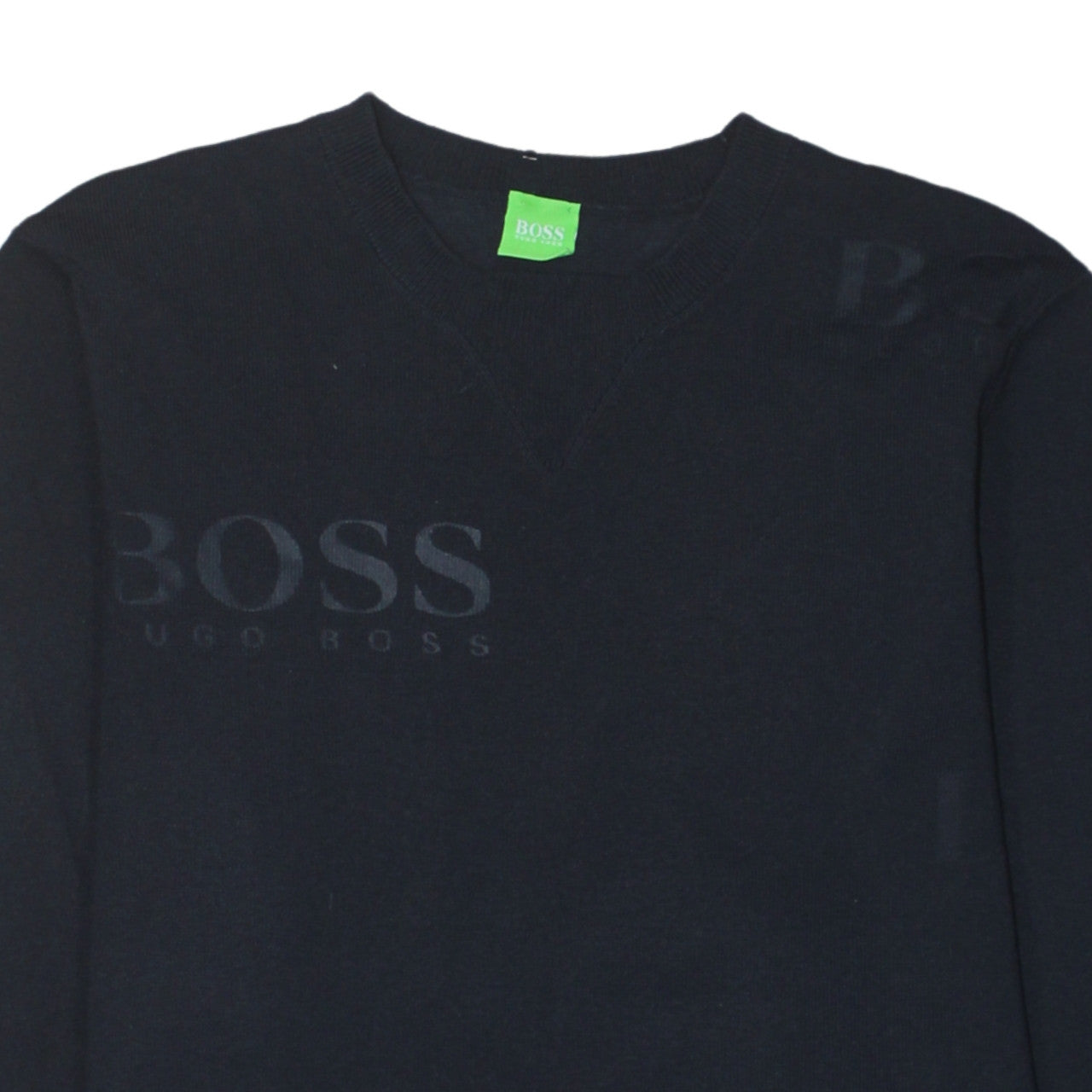 Hugo Boss Men's Black V-Neck Cotton Pullover Jumper Size L