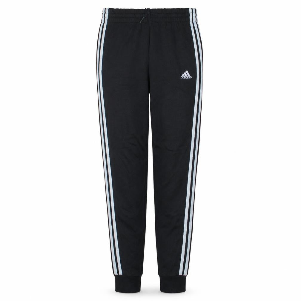 Front view of adidas women’s black xs jogger trousers with three stripes