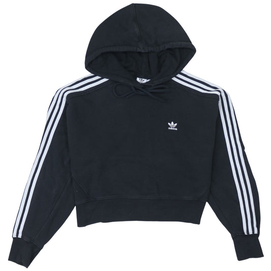 Adidas Womens Black Hoodie Size 8 Cropped Pullover Hooded Sweatshirt