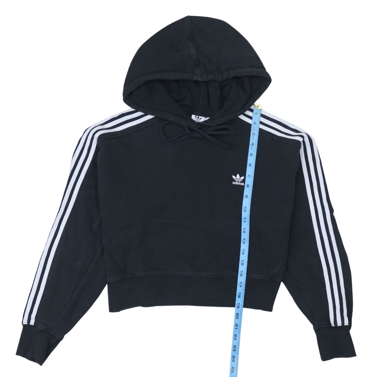 Adidas Womens Black Hoodie Size 8 Cropped Pullover Hooded Sweatshirt