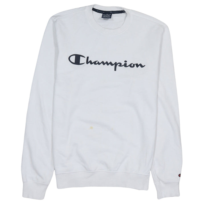 Champion Men's White Medium Crew Neck Logo Sweatshirt