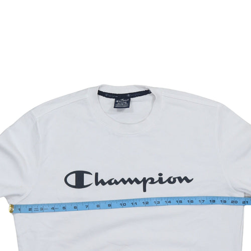Champion Men's White Medium Crew Neck Logo Sweatshirt