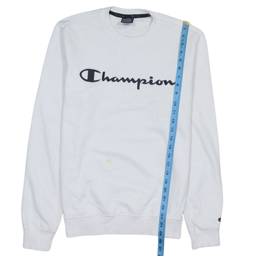 Champion Men's White Medium Crew Neck Logo Sweatshirt