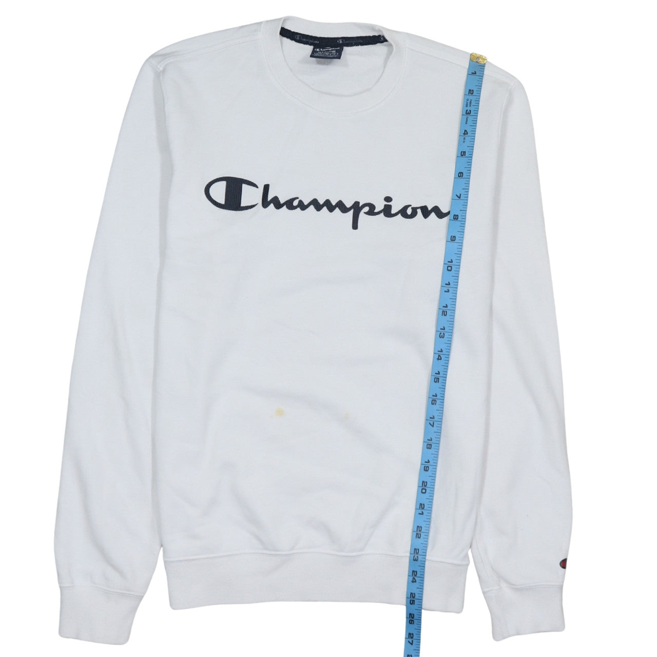 Champion Men's White Medium Crew Neck Logo Sweatshirt