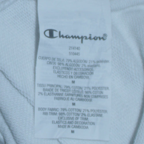 Champion Men's White Medium Crew Neck Logo Sweatshirt