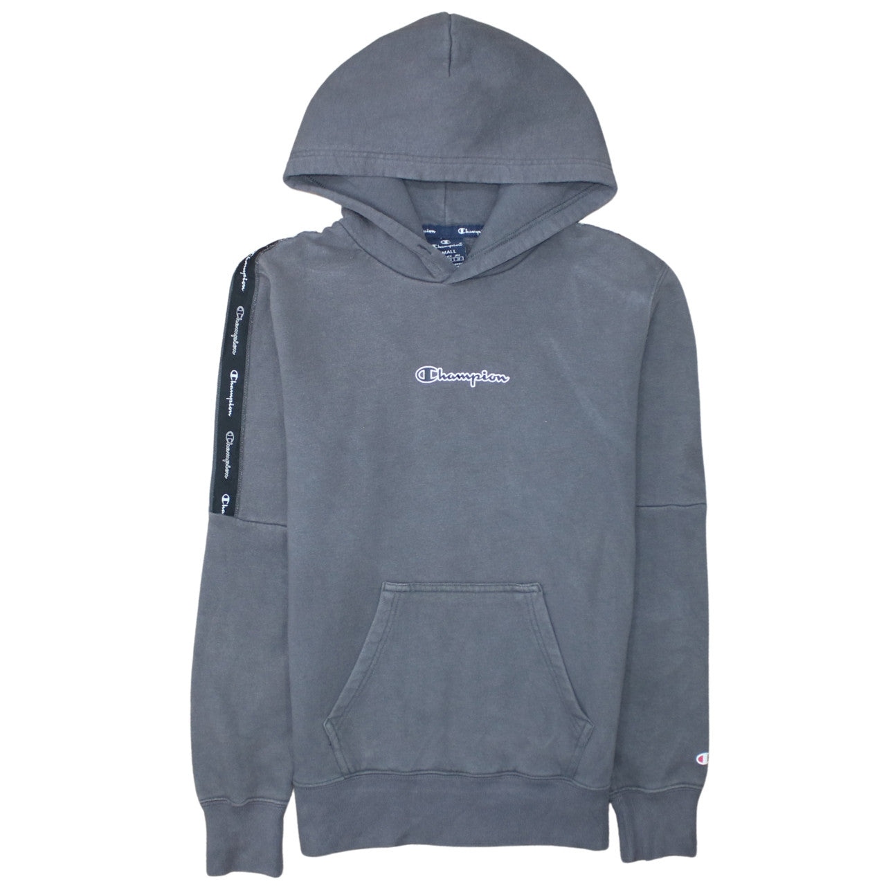 Champion Men's Grey Small Pullover Hoodie with Logo Trim