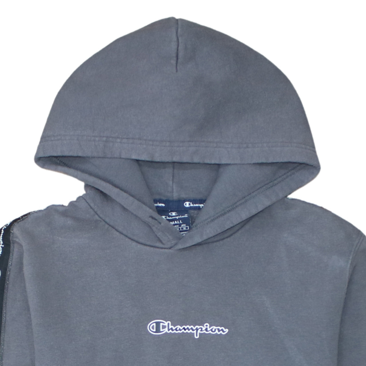 Champion Men's Grey Small Pullover Hoodie with Logo Trim