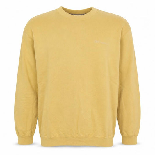 Front view of Reebok Men's Yellow Crew Neck Sweatshirt, size S, Casual Sportswear