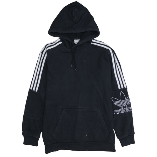 Adidas Mens Black Pullover Hoodie M Logo Sports Fleece Sweatshirt