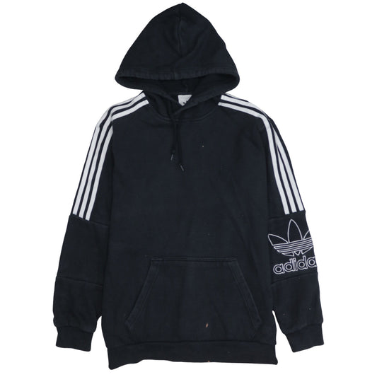 Adidas Mens Black Pullover Hoodie M Logo Sports Fleece Sweatshirt