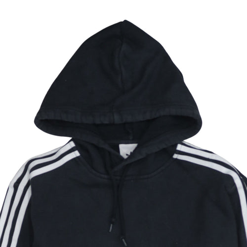 Adidas Mens Black Pullover Hoodie M Logo Sports Fleece Sweatshirt