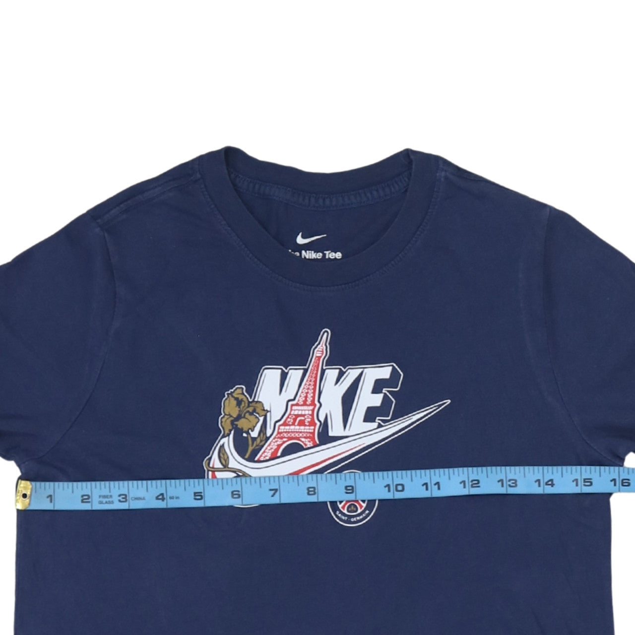 Nike Boys Blue PSG Paris Graphic Logo Short Sleeve Cotton T-Shirt Size 158
