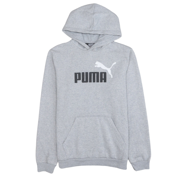 Puma Boys Grey Pullover Hoodie 15-16 Years Fleece Logo Sweatshirt