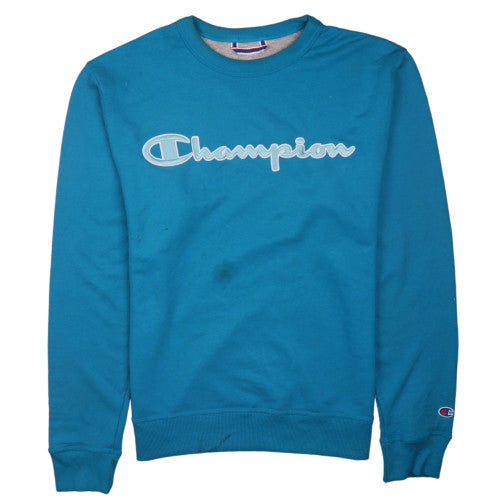 Champion Mens Blue Crew Neck Pullover Sweatshirt Size S