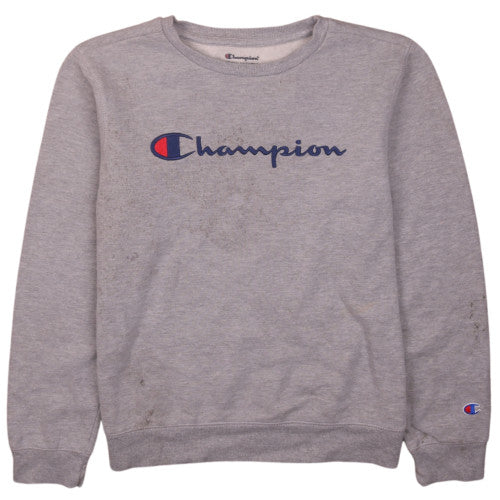 Champion Boys Grey XL Crew Neck Pullover Sweatshirt Logo Print
