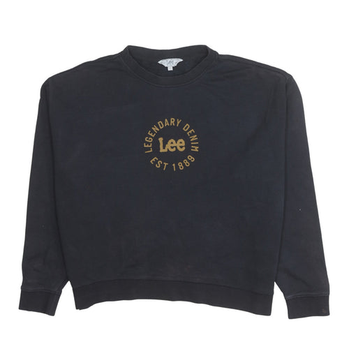 Lee Women Black Cotton Relaxed Fit Pullover Sweatshirt L