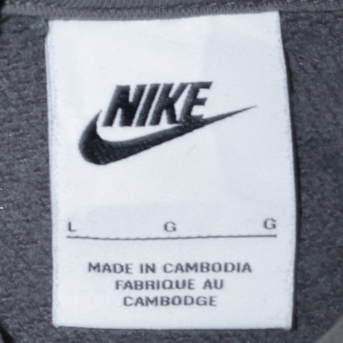 Nike Women's Grey Pullover Hoodie Large Logo Hooded Sweatshirt