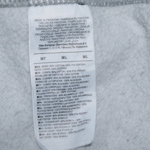 Nike Men's Grey Pullover Hoodie Size M Classic Fleece Sweatshirt