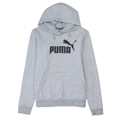 Puma Womens Grey Hoodie Size 14 Pullover Logo Hooded Sweatshirt