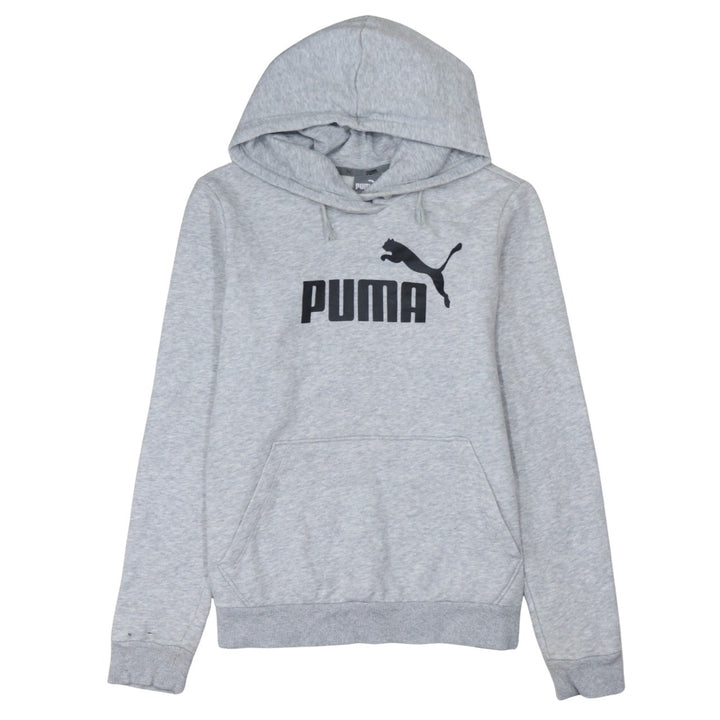 Puma Womens Grey Hoodie Size 14 Pullover Logo Hooded Sweatshirt