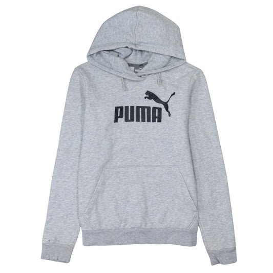 Puma Womens Grey Hoodie Size 14 Pullover Logo Hooded Sweatshirt