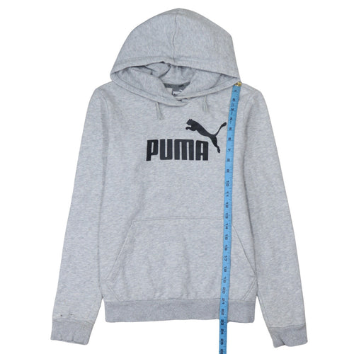Puma Womens Grey Hoodie Size 14 Pullover Logo Hooded Sweatshirt