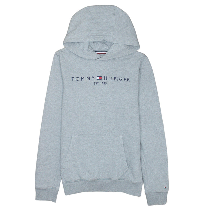 Tommy Hilfiger Boys Grey Pullover Hoodie Size 164 Logo Sweatshirt