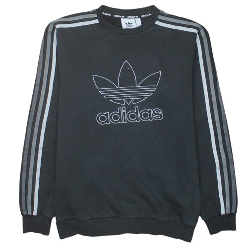 adidas Men Black Small Pullover Logo Crew Neck Sweatshirt