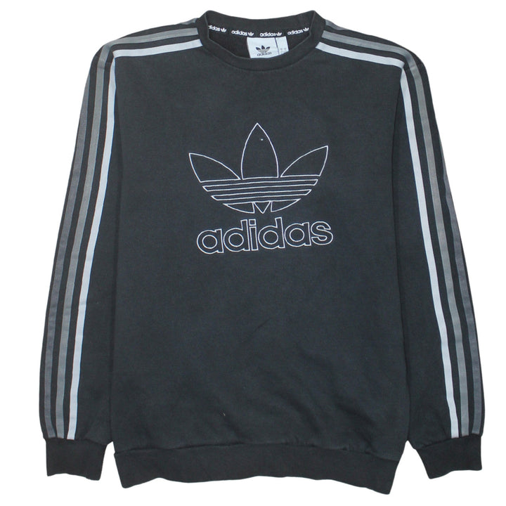 adidas Men Black Small Pullover Logo Crew Neck Sweatshirt
