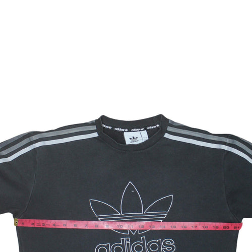 adidas Men Black Small Pullover Logo Crew Neck Sweatshirt