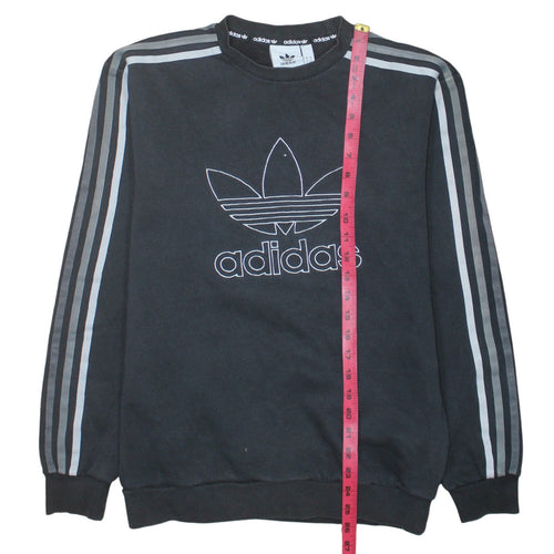 adidas Men Black Small Pullover Logo Crew Neck Sweatshirt