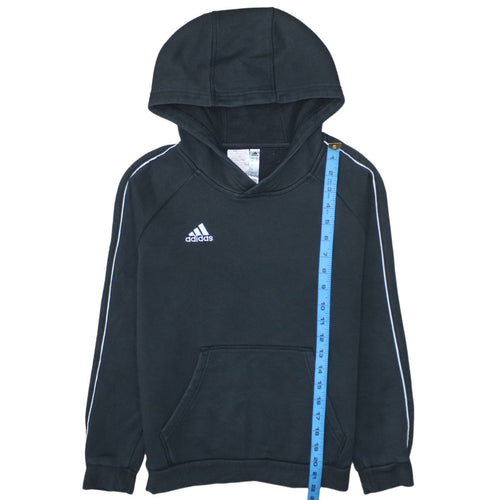 Adidas Boys Black Pullover Fleece Hoodie 11-12 Years Sports Sweatshirt