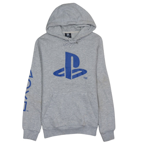 PlayStation Men's Grey Pullover Hoodie Size M Graphic Logo Gaming Sweatshirt