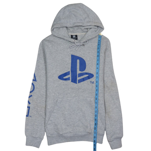 PlayStation Men's Grey Pullover Hoodie Size M Graphic Logo Gaming Sweatshirt